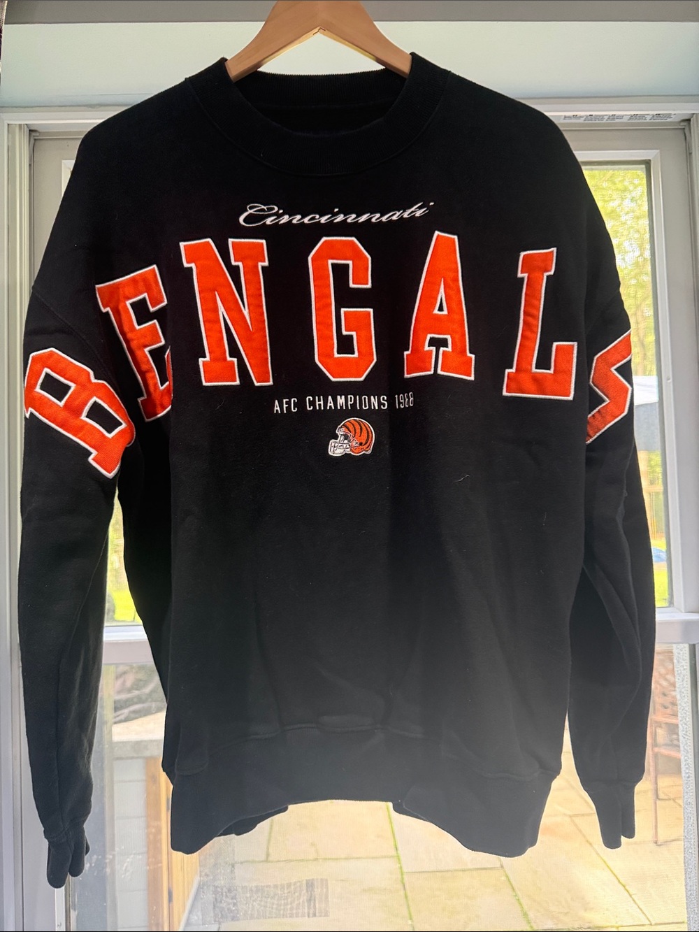 Abercrombie & Fitch Black Crewneck with Orange Bengals Lettering